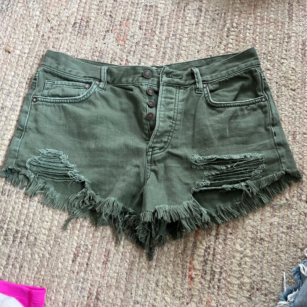 Army green Free people Jean shirts, NEVER WORN